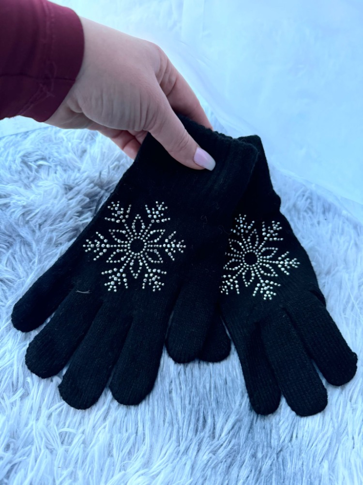 Prstové rukavice Snowflake černé