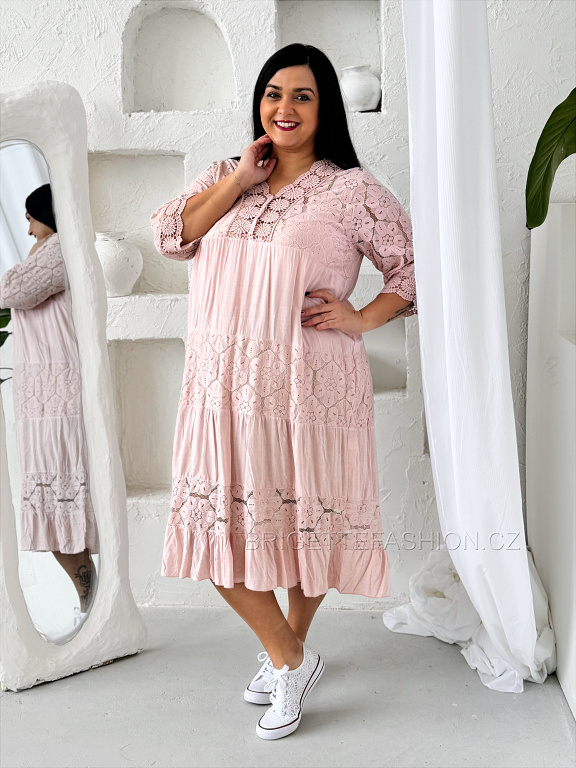 Krajkové šaty Plus size Holiday růžové