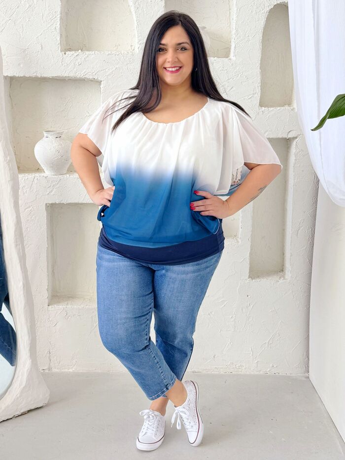 Halenka Ombre tmavě modrá