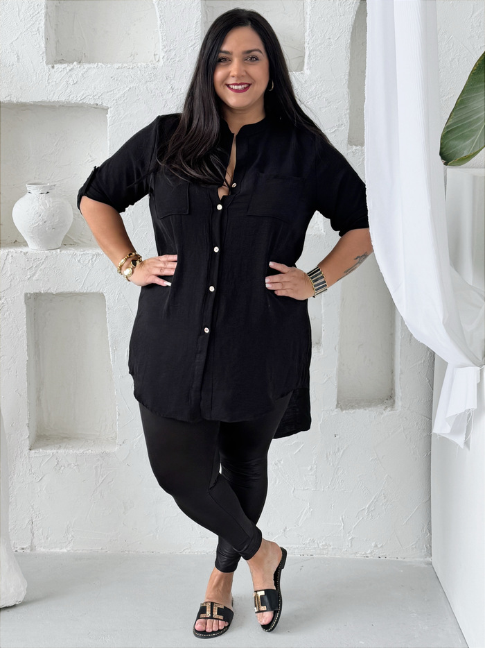 Lehounká oversize košile do 3XL velikosti nemačkavá černá