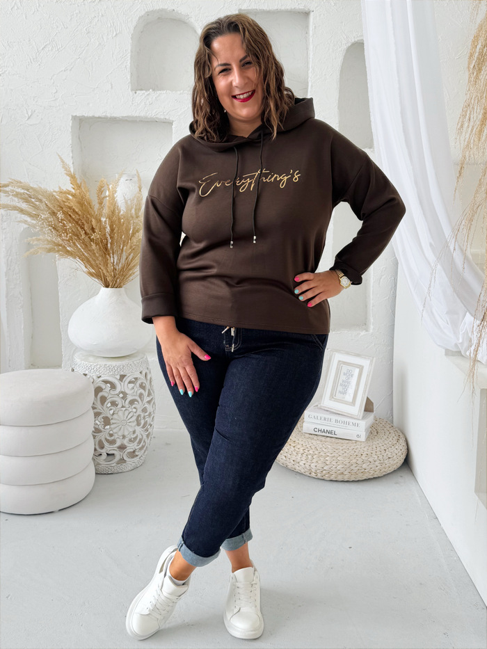 Máslová mikina Everything do 2XL - čokoládová