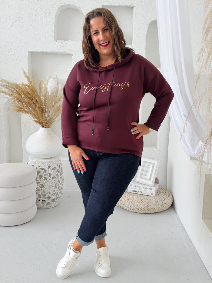 Máslová mikina Everything do 2XL - vínová