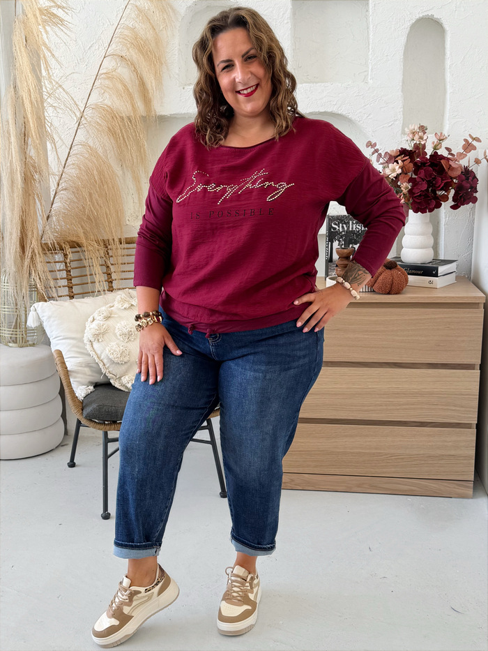 Bavlněné tričko Everything burgundy do 3XL