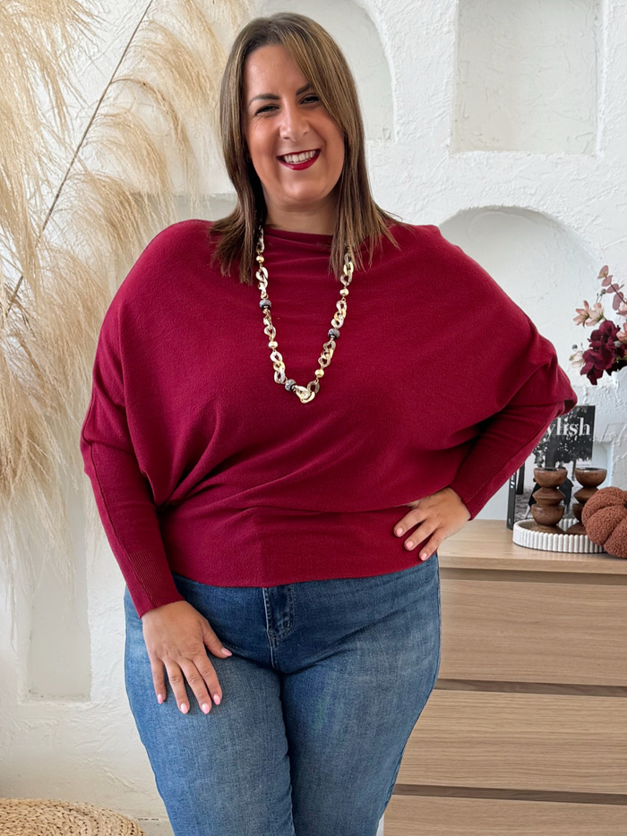 Superelastický svetr Emily hřejivý, tenký do 4XL červený