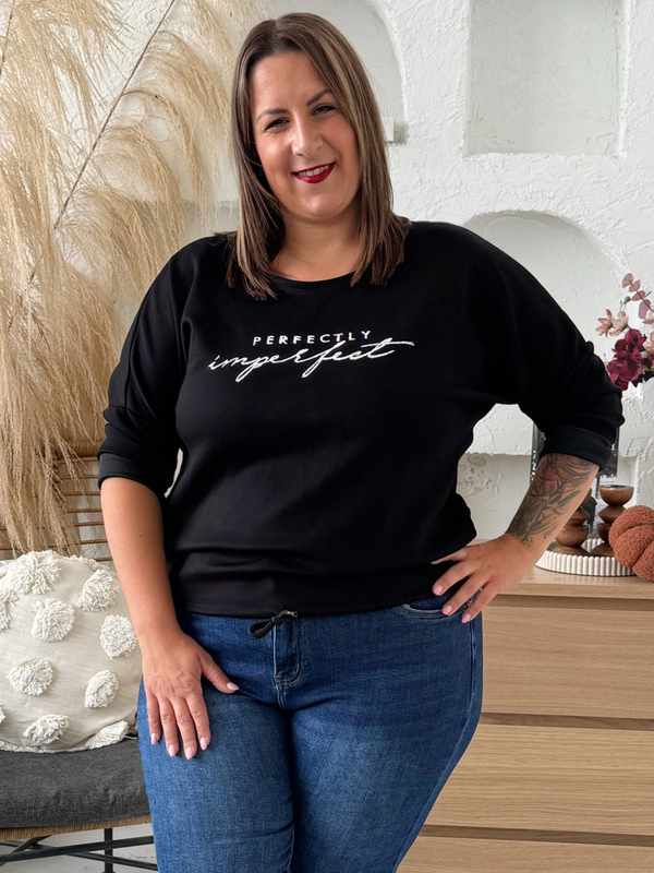 Máslová mikina Perfectly černá do 3XL