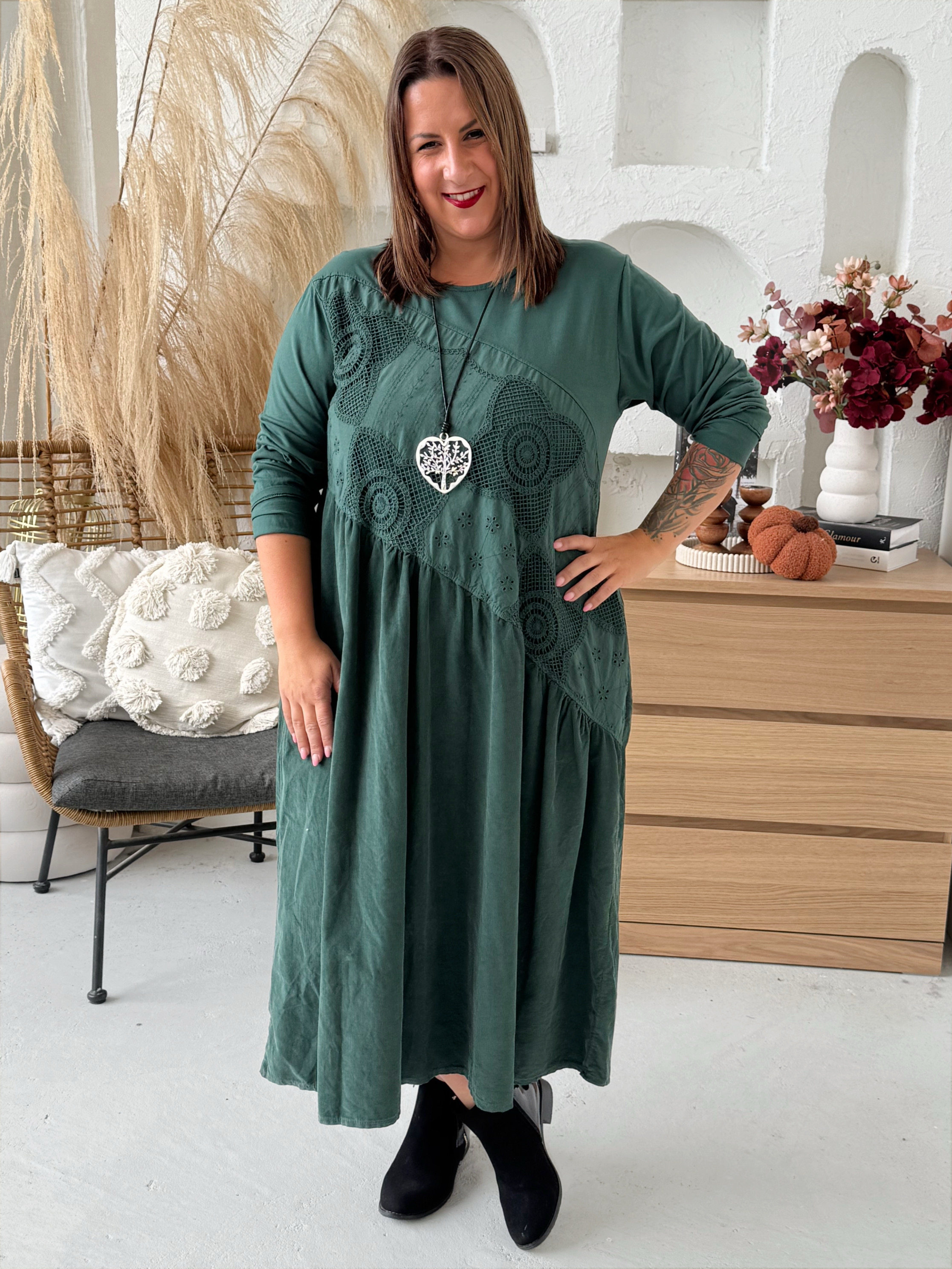 Šaty Premium Flower do 4XL smaragdové