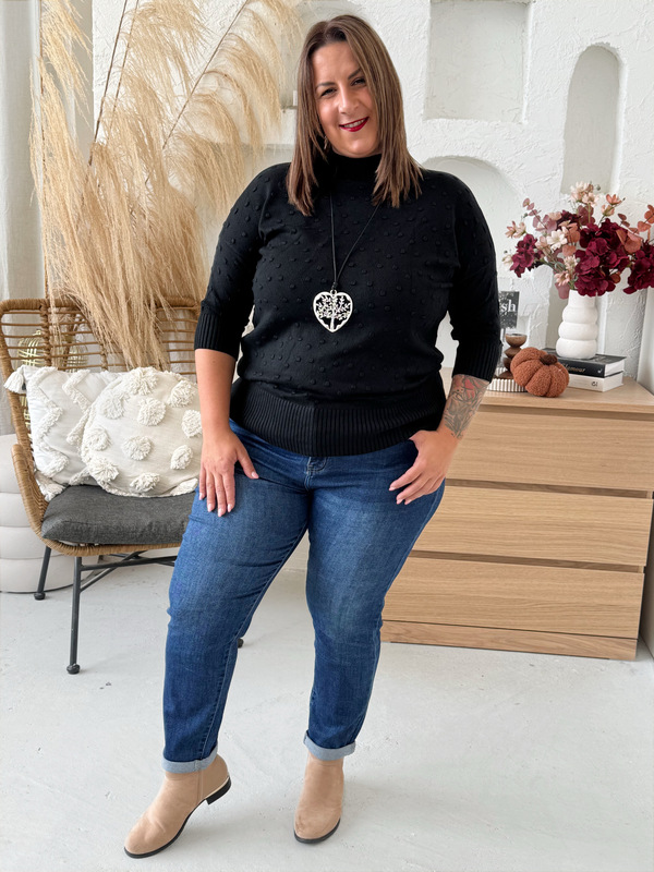 Svetr se stojáčkem Melanie do 4XL - černý