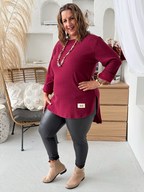 Úpletové tričko Olymp jemně vyteplené do 4XL burgundy