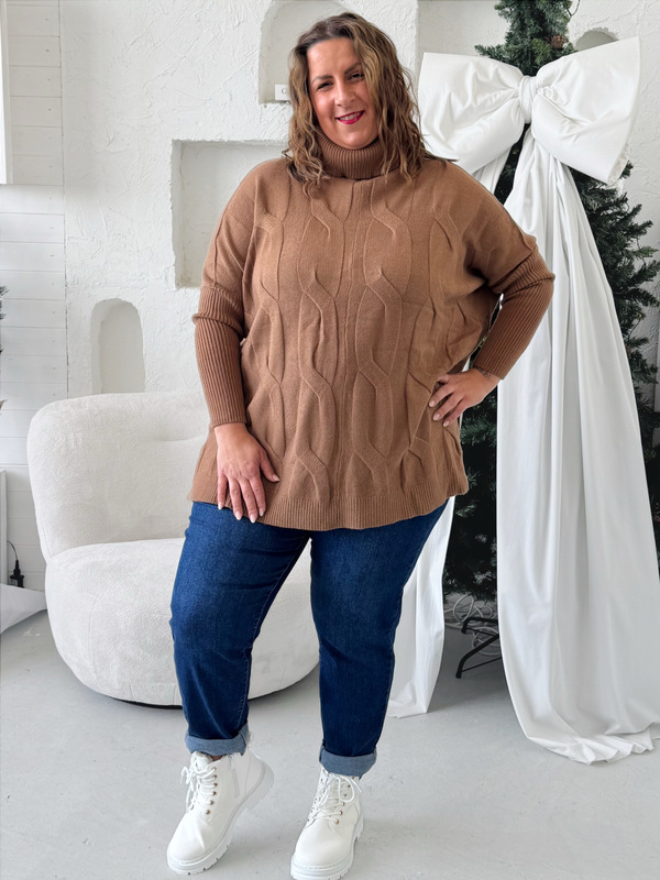 Tunikový rolák Luxury do 4XL camel