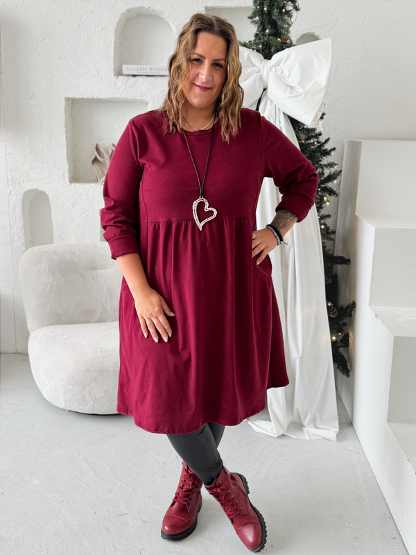 Šaty Fleece áčkové do 4XL vínové