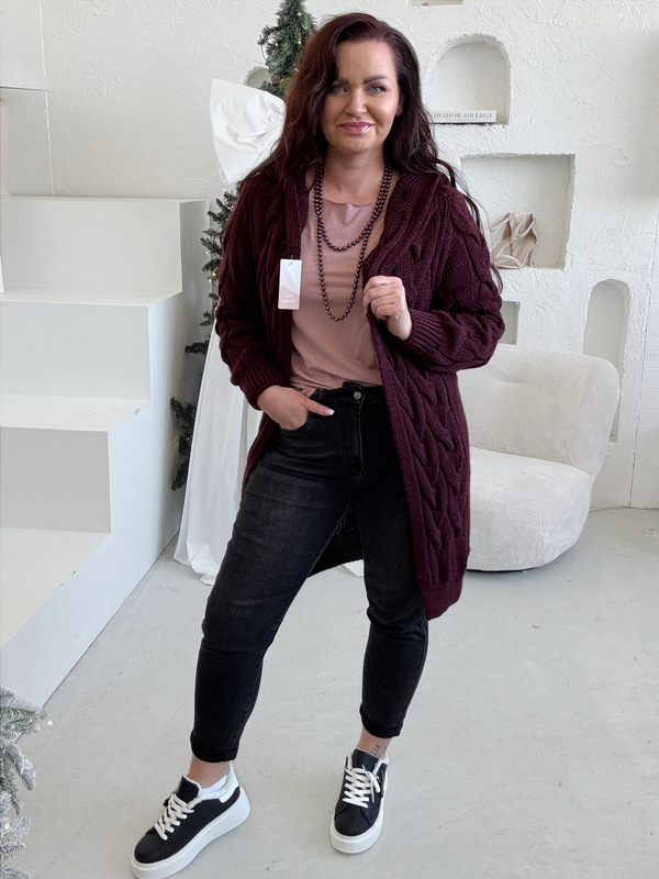 Cardigan Cop do 2XL burgundy