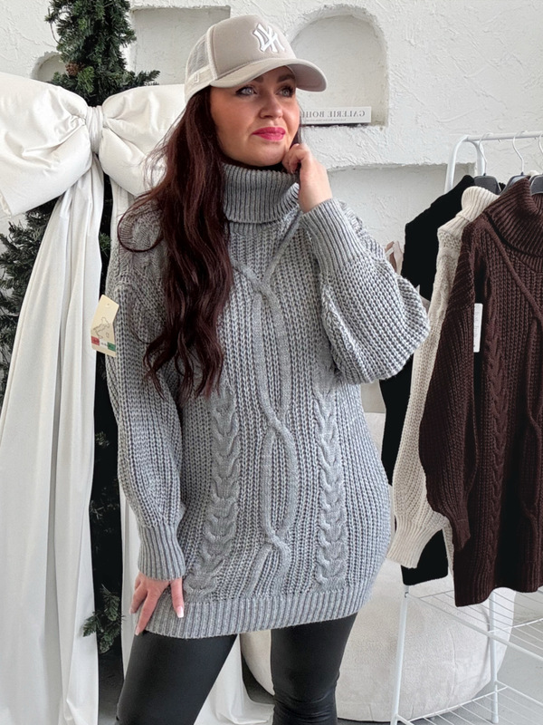 Dlouhý rolák Emily do 2XL šedý