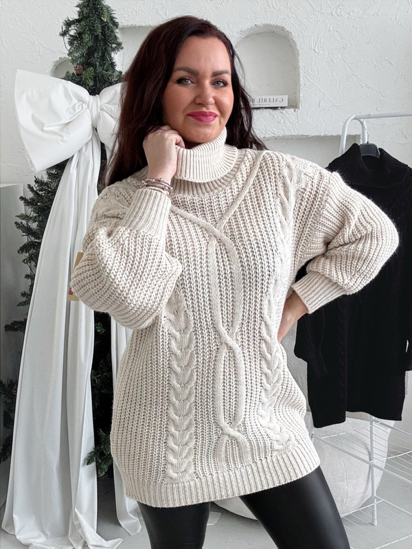 Dlouhý rolák Emily do 2XL béžový