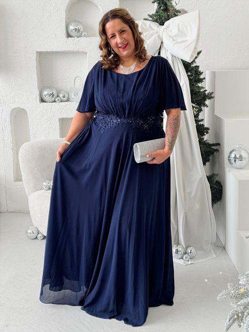 Plesové šaty Abbai do 4XL tmavě modré
