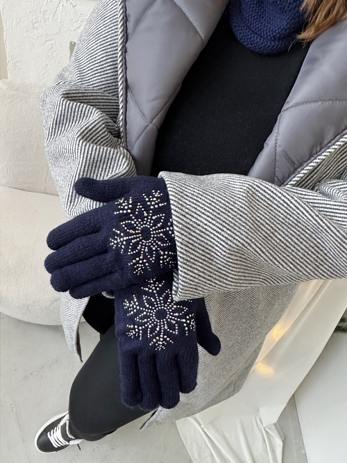 Rukavice Snowflake tmavě modré