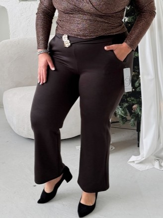 Elegantní kalhoty Broz do 3XL čokoládové