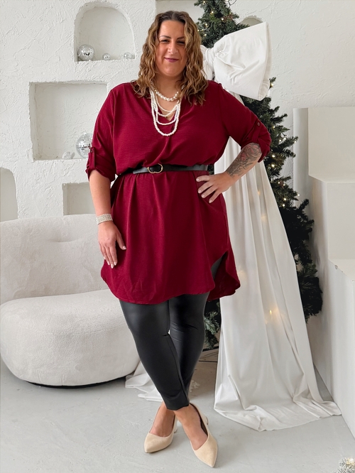 Tunikové šaty Bella do 3XL - vínové