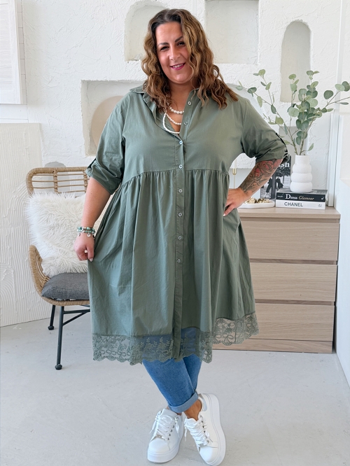 Košilové šaty Suzie do 4XL - khaki