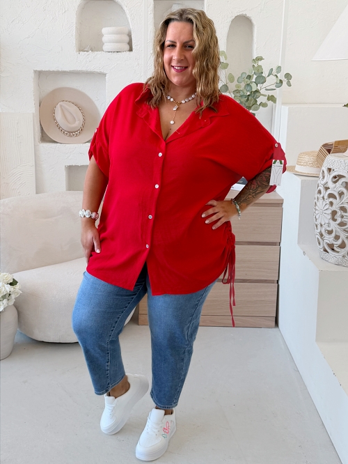 Košile s vázáním Donna do 5XL - červená