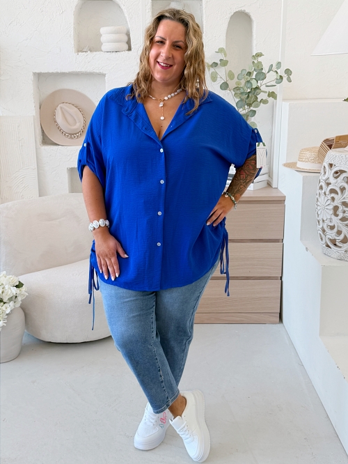 Košile s vázáním Donna do 5XL - královsky modrá