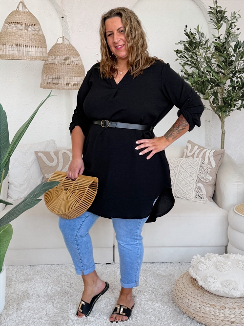 Tunikové šaty Bella do 3XL - černé