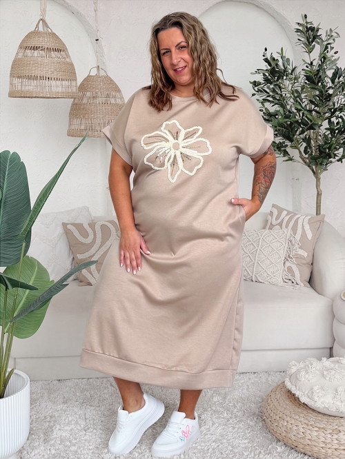 Máslové šaty do 4XL Flower FANGO