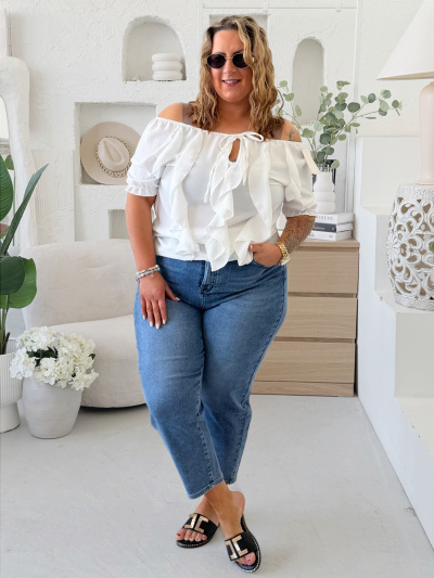 Volánkový top Samantha do 2XL - bílá