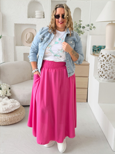 Sukně z nemačkavého materiálu do 5XL fuchsiová