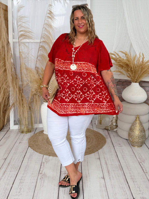 Indická halenka Kalkata do 4XL - červená