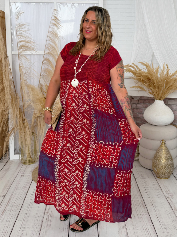 Žabičkové šaty India Symbol do 3XL - červené
