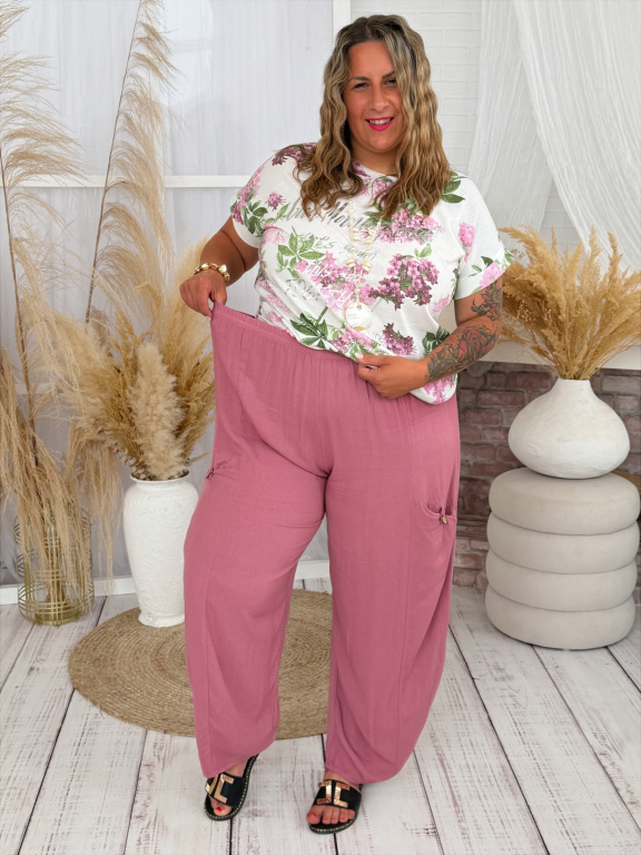 Kalhoty Knopp barelky do 4XL - starorůžové