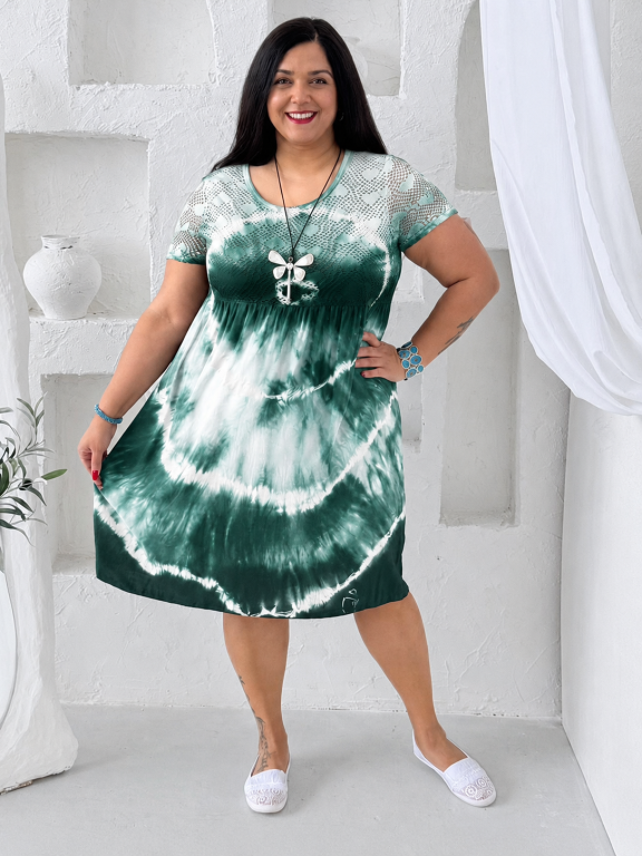Batikované šaty Anna do 4XL smaragd