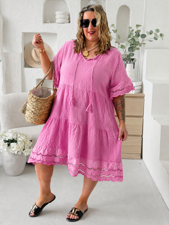 Mušelínové šaty Elvina do 4XL - starorůžové