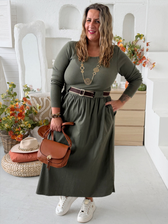 Bavlněné šaty Venus do 3XL - khaki