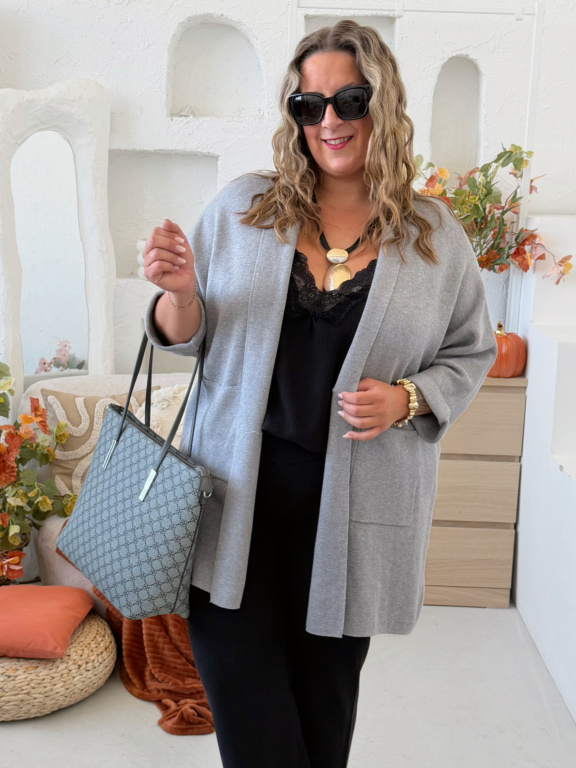 Úpletový viscózový cardigan Megan - šedý