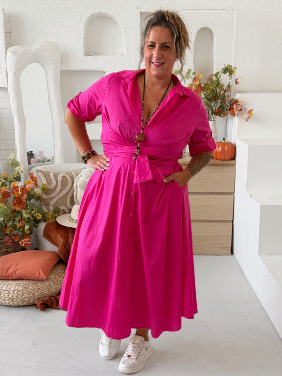 Zavinovací áčkové šaty Susan do 3XL - fuchsiová