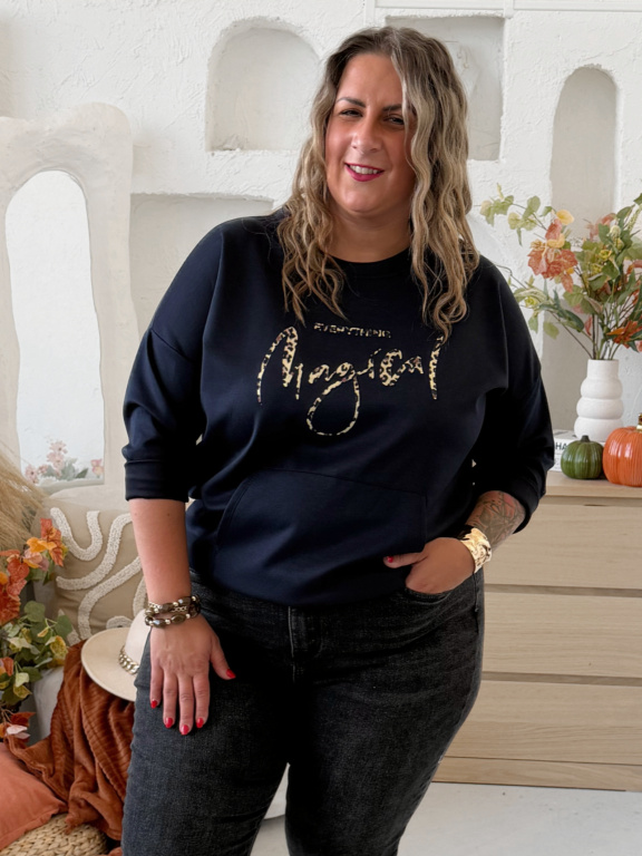 Máselková mikina Magical do 4XL - tmavá modrá