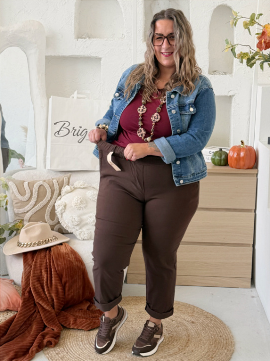 Elastické kalhoty Hope do 4XL - čokoláda