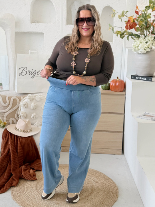 Džegíny Adena do 4XL - světle modrý denim