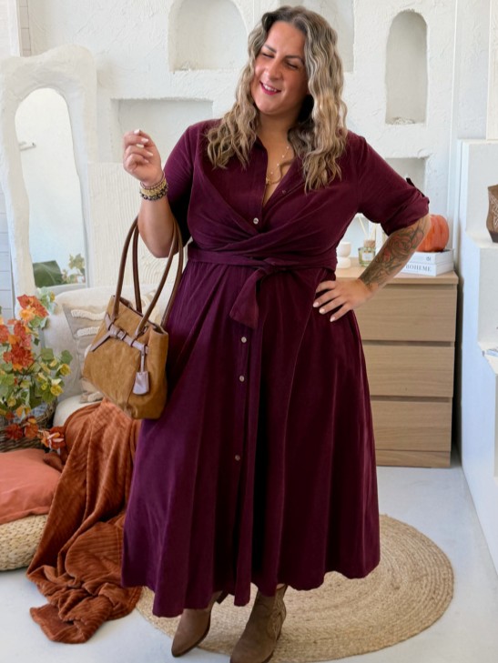 Zavinovací áčkové šaty Manšestr Susan do 3XL - bordó