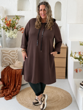 Máslové áčkové šaty Gabi do 4XL - čokoláda