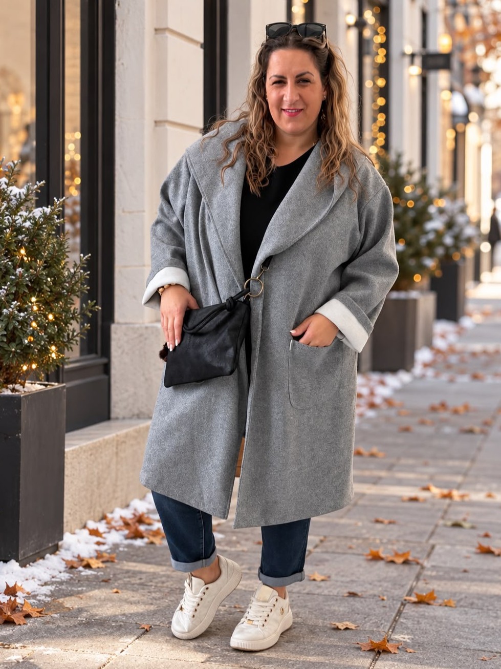 Oversize kabát Margot do 5XL - šedý