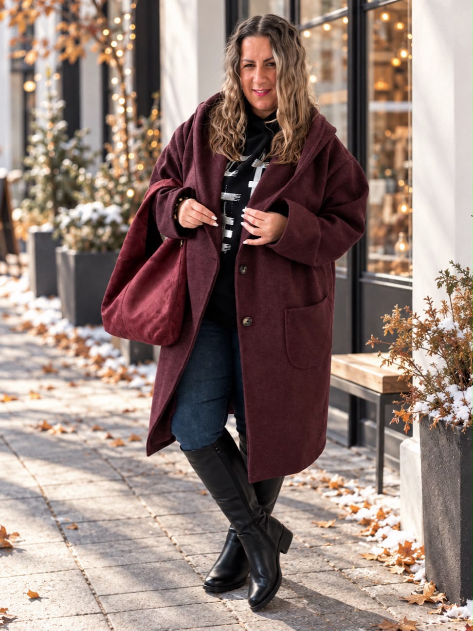 Oversize kabát Margot do 5XL - bordo