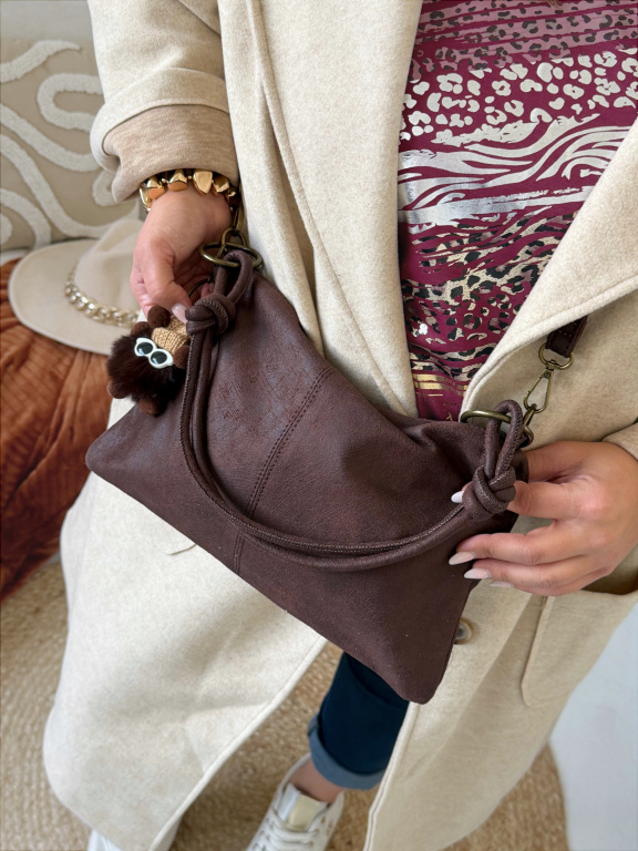 Crossbody kabelka broušená kůže Bella - čokoláda