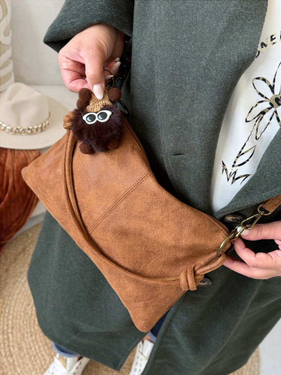 Crossbody kabelka broušená kůže Bella - camel