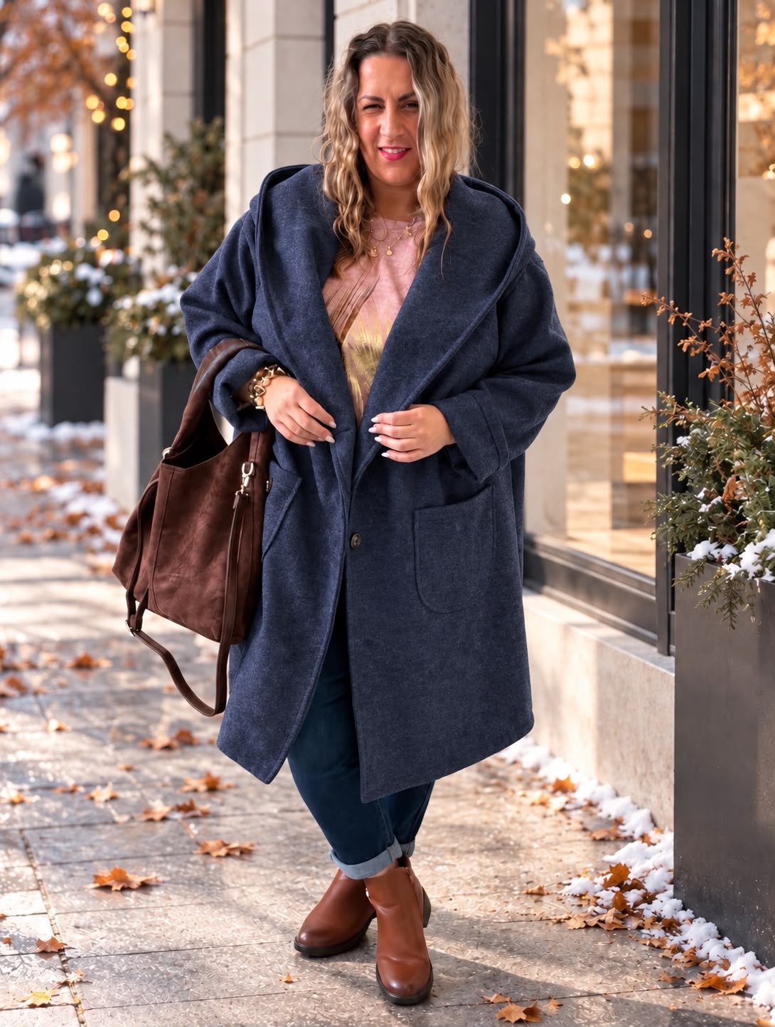 Oversize kabát Margot do 5XL - tmavá modrá
