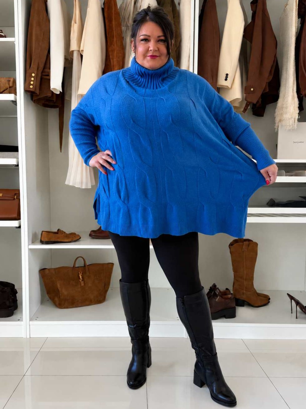Oversize rolák Sofie do 4XL - královsky modrý