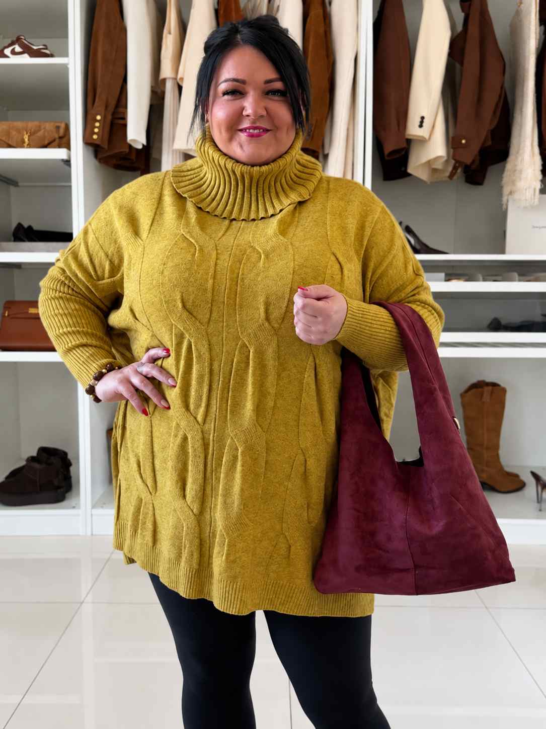 Oversize rolák Sofie do 4XL - hořčice