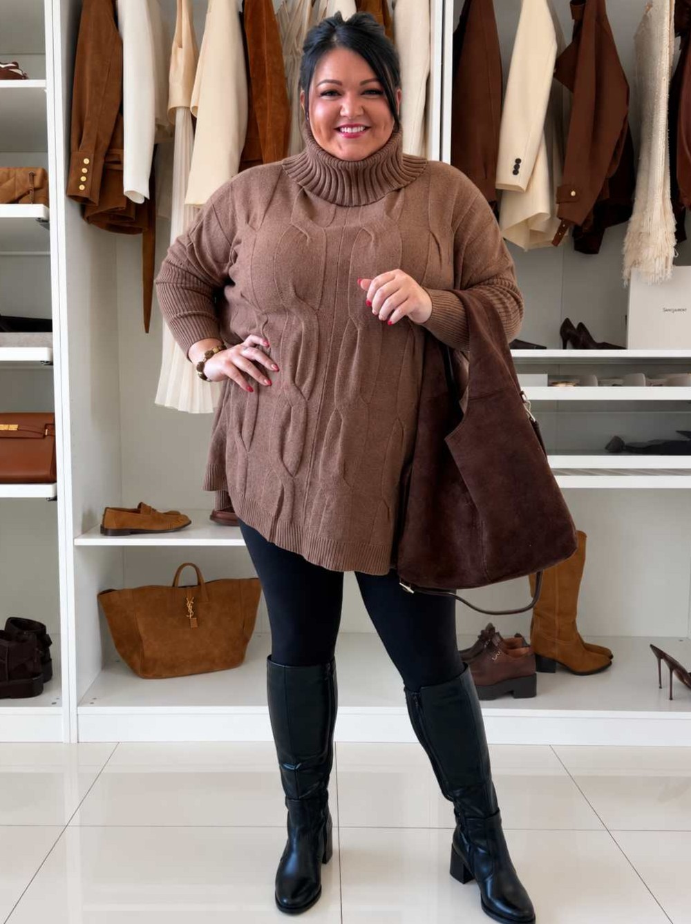 Oversize rolák Sofie do 4XL - čokoláda