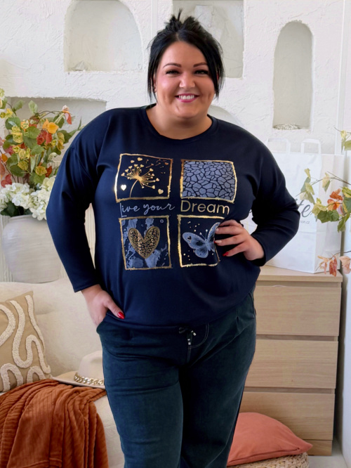 Máslová mikina Dream do 3XL - tmavě modrá